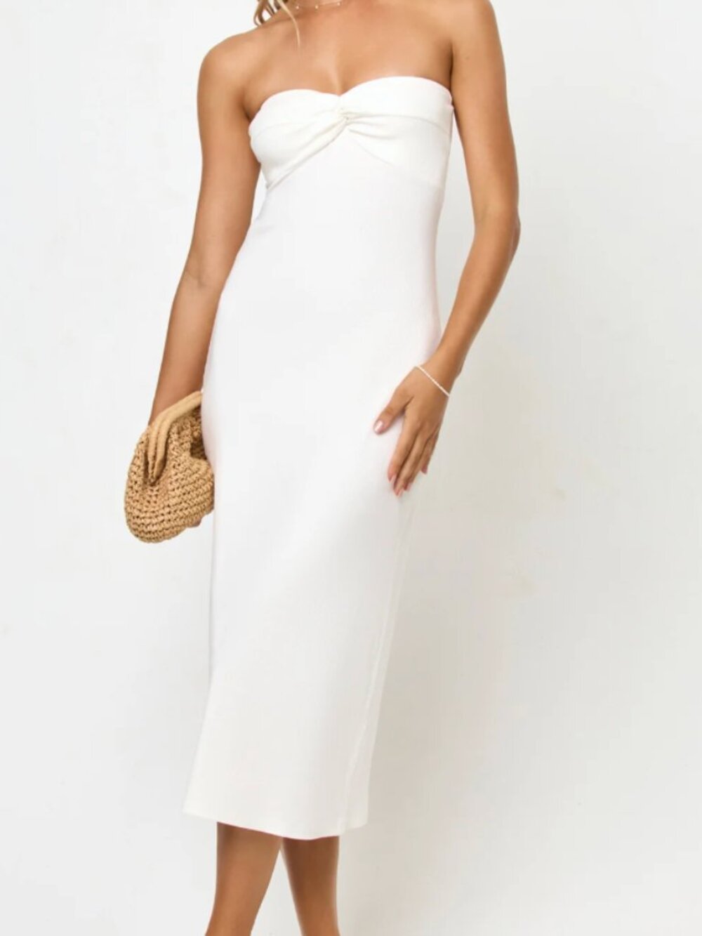 NWT L Space Strapless Twist-Front White Dress - Small